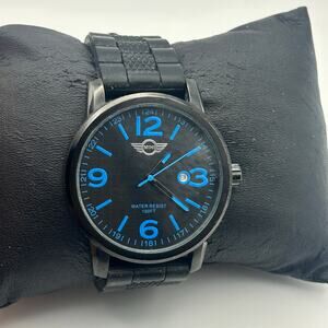 Mini Cooper Black Case Silicon Band Men’s Watch Working New Battery